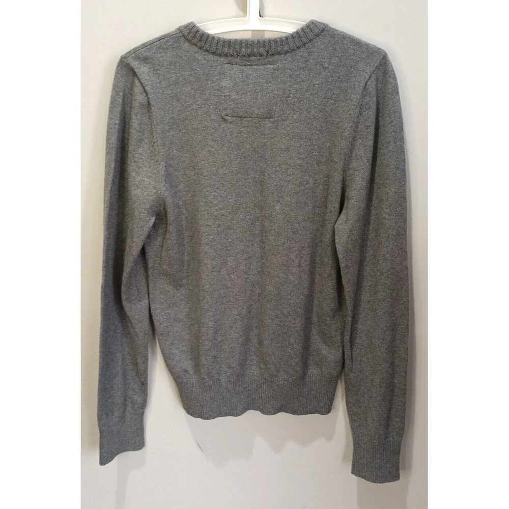 Abercrombie & Fitch A&F Wool Blend Knit Ribbed Sweater Medium Dark Gray Muscle
